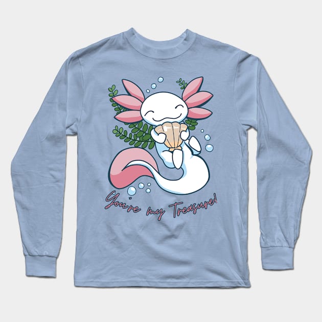 You're My Treasure - Cute Axolotl Design Long Sleeve T-Shirt by ApexDesignsUnlimited